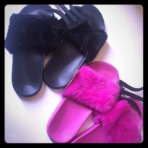Girls Casual Furry Slides/Slippers